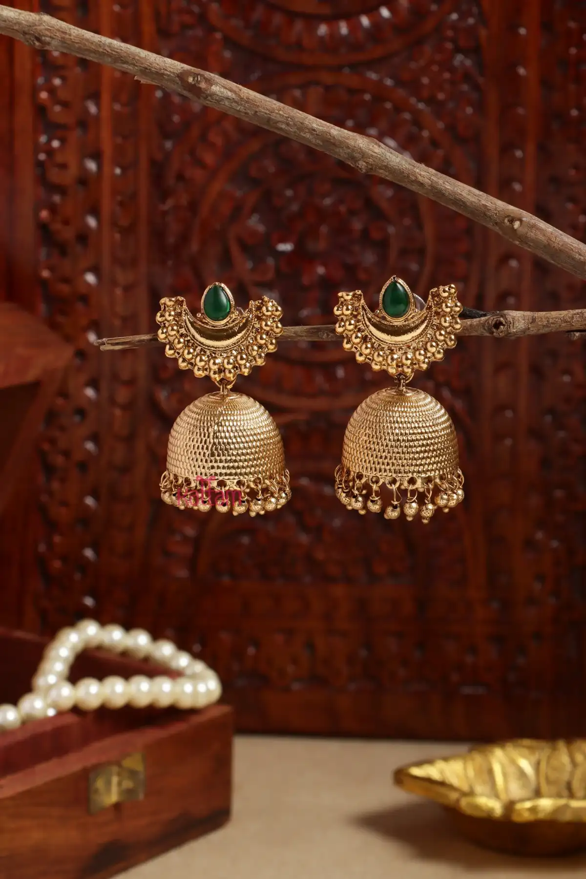 Green Halfmoon Jhumkas